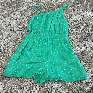 Abercrombie green romper off the shoulder 1 cutout on the left side